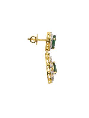 green sterling silver dangler earrings with gold finish 3