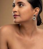 green sterling silver dangler earrings with gold finish