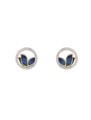 blue silver stud earrings with gold plated finish 3