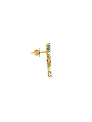 green sterling silver drop earrings with stone design 2