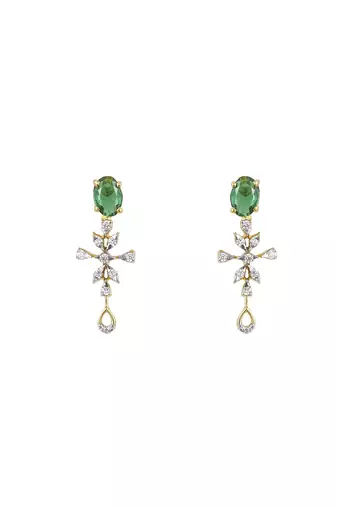 green sterling silver drop earrings with stone design