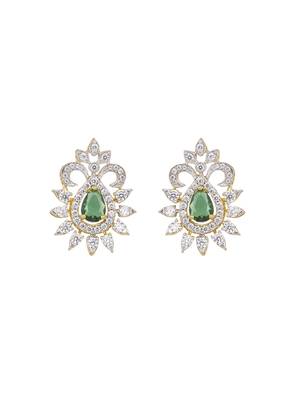 green sterling silver earrings with stone design 2