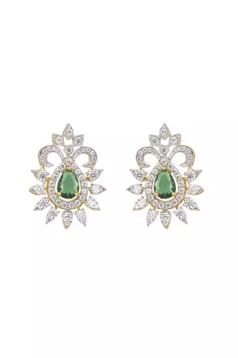green sterling silver earrings with stone design
