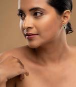 green sterling silver earrings with stone design