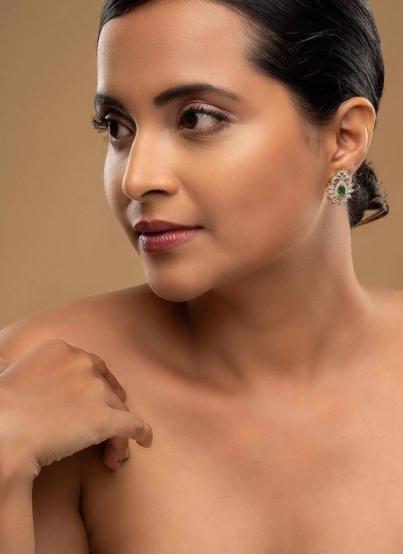 green sterling silver earrings with stone design