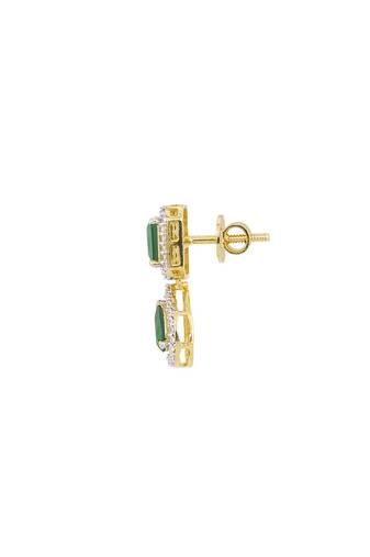 green sterling silver dangler earrings with stone work