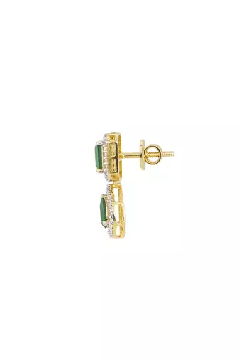green sterling silver dangler earrings with stone work