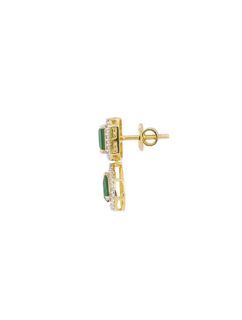 green sterling silver dangler earrings with stone work