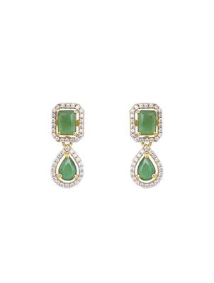 green sterling silver dangler earrings with stone work 2