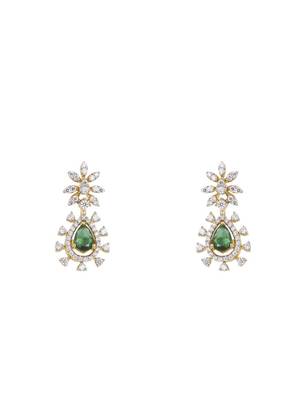 green silver dangler earrings with gold plated finish 2