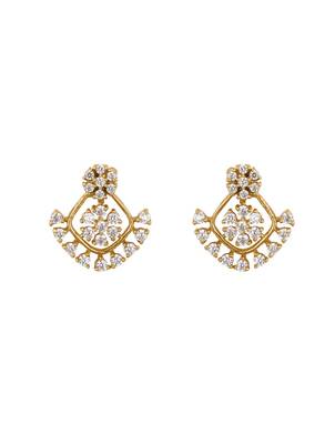 white silver stud earrings with gold plated finish 2