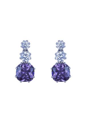 blue silver dangler earrings with gold plated finish 1