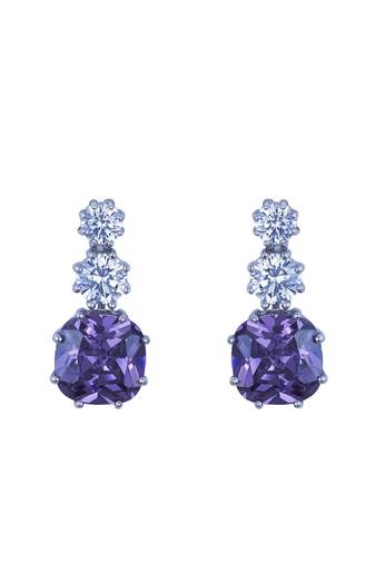 blue silver dangler earrings with gold plated finish