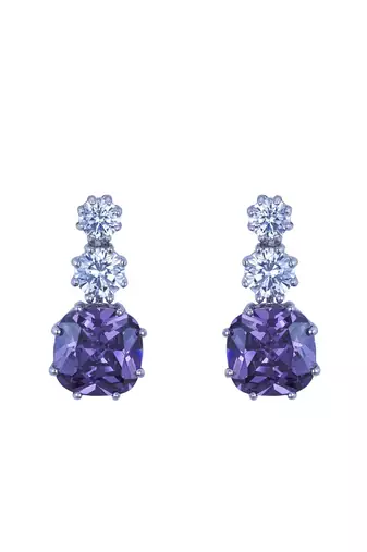 blue silver dangler earrings with gold plated finish