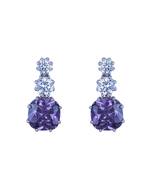 blue silver dangler earrings with gold plated finish