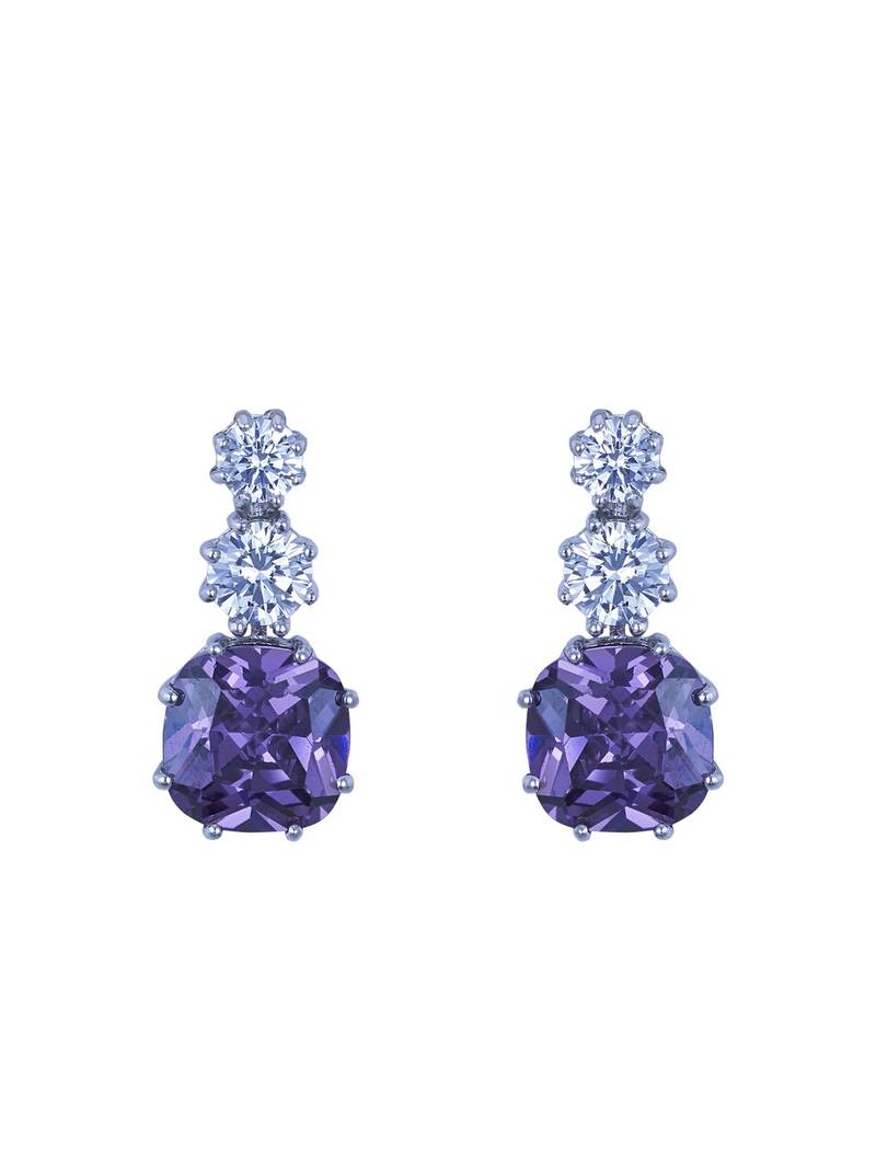 blue silver dangler earrings with gold plated finish