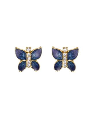 blue sterling silver stud earrings with stone work 2