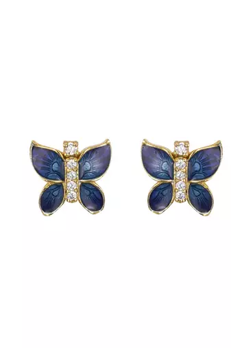 blue sterling silver stud earrings with stone work