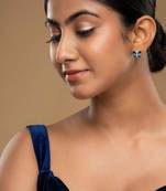 blue sterling silver stud earrings with stone work