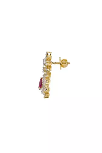pink sterling silver dangler earrings with stone work