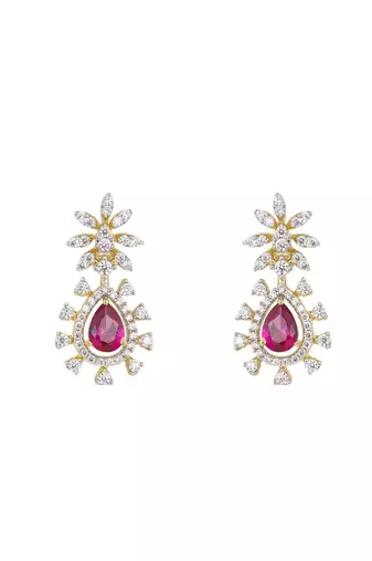 pink sterling silver dangler earrings with stone work