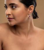 pink sterling silver dangler earrings with stone work