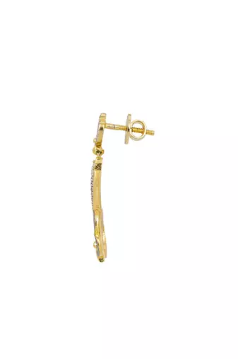  blue silver dangler earrings with gold stone drop design