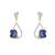  blue silver dangler earrings with gold stone drop design