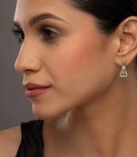 white silver dangler earrings with gold plated sleek design