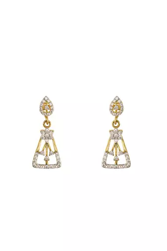 white silver dangler earrings with gold plated sleek design