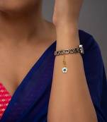 blue silver watch charm with gold plated stone work