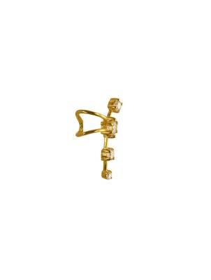 gold silver ear cuffs with yellow gold minimal curve design 1