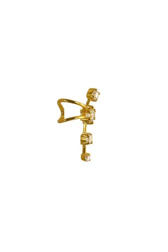 gold silver ear cuffs with yellow gold minimal curve design