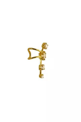 gold silver ear cuffs with yellow gold minimal curve design
