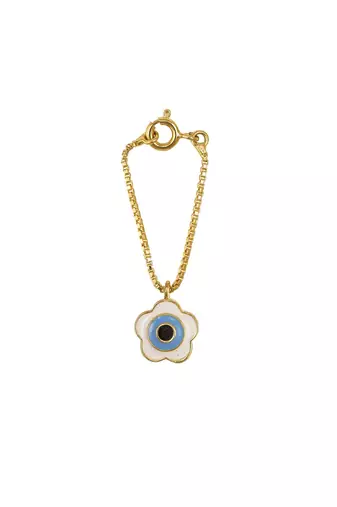 blue silver watch charm with gold plated stone work