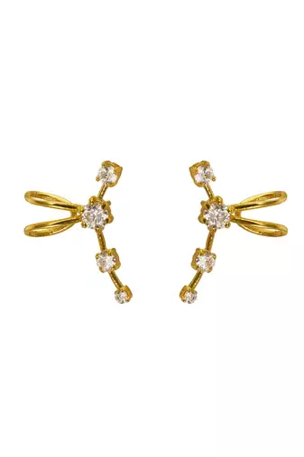 gold silver ear cuffs with yellow gold minimal curve design