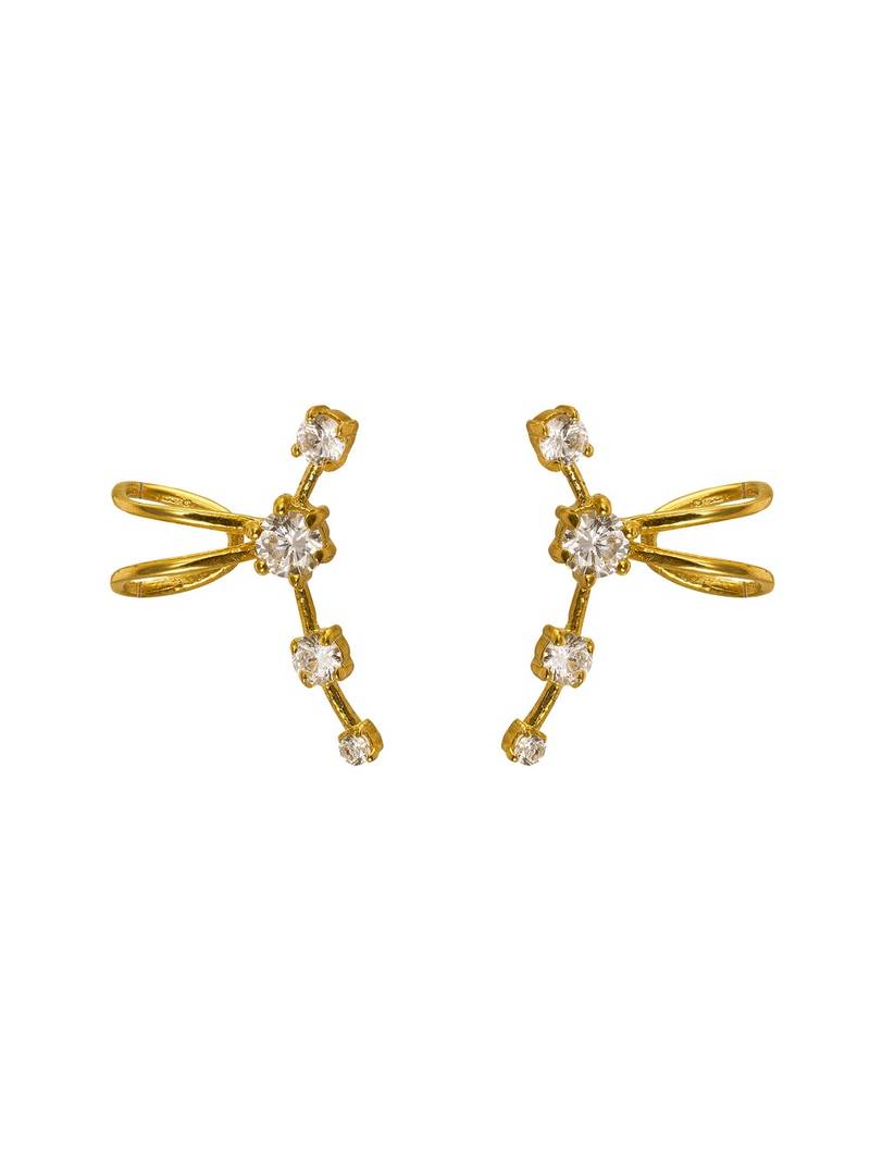 gold silver ear cuffs with yellow gold minimal curve design