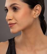 white silver ear cuffs with gold plated minimal curve design