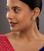 white silver earrings with gold plated minimal drop design