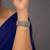 white silver watch charm with gold plated detail