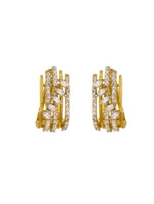 white silver earrings with gold plated minimal drop design 3