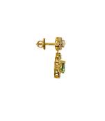 green silver dangler earrings with gold plated stone design