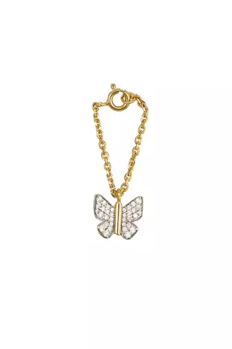 white silver watch charm with gold plated detail