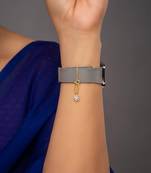 white silver watch charm with gold plated style