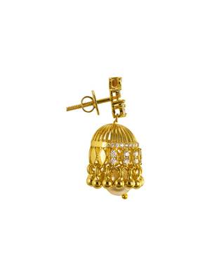 white silver jhumkas with gold plated traditional design 2