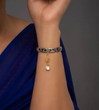white silver watch charm with gold plated finish work 1