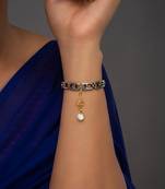 white silver watch charm with gold plated finish work
