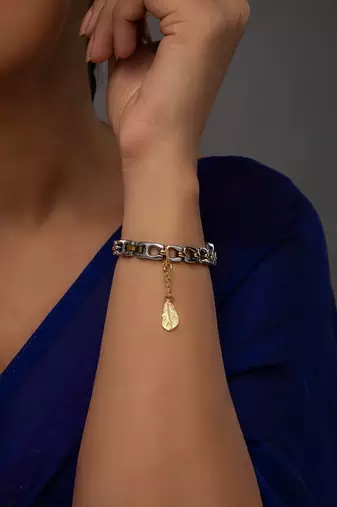 gold silver watch charm with gold plated work