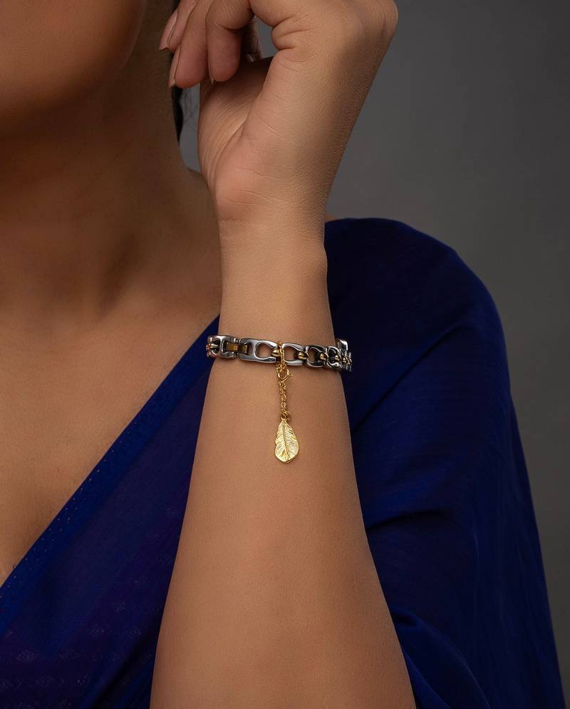 gold silver watch charm with gold plated work