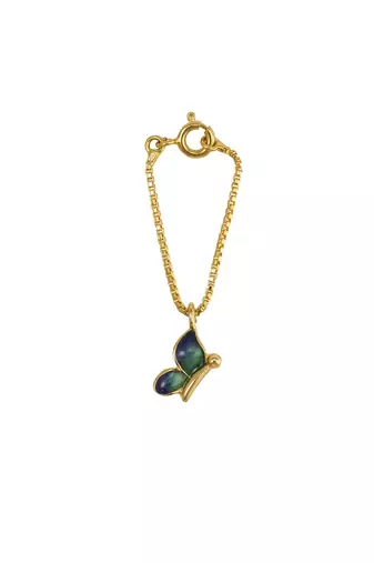 blue silver watch charm with gold plated stone design